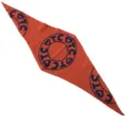 Orange knitted scarf with blue circular CDTC pattern, stylish accessory for women autumn winter. - 140x30cm / Orange