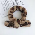 Close-up of cozy leopard print faux fur winter neckerchief scarf showing soft texture. - 85x5cm / Camel Spotted Leopard