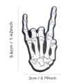 White skeleton hand rock gesture enamel pin metal badge fashion music festival jacket accessory - White Skull