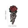 Gothic skeleton hand holding red rose enamel pin, detailed badge accessory for jackets and bags. - Skeleton Hand With Red Rose (D18-1-825)