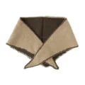 Bufanda triangular de punto para mujer, color sólido de doble cara, cuello cálido. - 98x24cm / Caqui