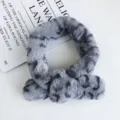 Grey faux fur winter scarf cozy plush neck warmer soft short scarf for women daily wear - 85x5cm / Grey Leopard