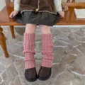 Pink knitted leg warmers for girls, thick warm winter calf sleeves, cozy cute kids socks. - One Size / Pink