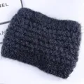 Donkergrijze pluizige gebreide hoofdband winter warme oorwarmer haarband accessoire - Zwart