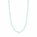 Blaue Kristall und Kunstperle Perlenkette, feine Handwerkskunst und elegantes Design fur Damenmodeschmuck. - Hellblau