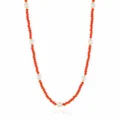 Schicke rote Kristall und weiße Perlen Perlenkette europäische Mode Schlüsselbeinkette Schmuck - Orange