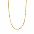 Detailansicht der Kristall- und Perlen-Perlenkette mit goldenen facettierten Perlen. - Gold