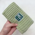 Green knitted headband with letter patch, soft accessory for daily washing and cute outfits. - Light Green
