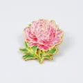 Exquisite pink peony enamel lapel pin, gold plated metal flower brooch for women suits and bags. - Rich Peony