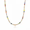 Collana bohémien di perline colorate con ciondolo lettera B dorata per gioielli donna - Lettera B (NE0446 B)