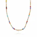 Colorful bohemian beaded necklace with letter pendant fashionable jewelry for daily women wear - Letter F (NE0446 F)