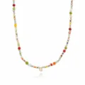 Bohemian colorful seed bead necklace with gold metal beads and letter G pendant for women. - Letter G (NE0446 G)