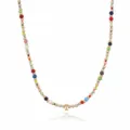 Bohemian colorful seed bead necklace with gold letter pendant for women chic jewelry item. - Letter I (NE0446 I)