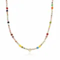 Bohemian colorful rice bead beaded necklace with letter J pendant for women fashion jewelry detail. - Letter J (NE0446 J)