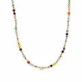 Bohemian colorful seed beaded necklace with initial letter K pendant for women fashion jewelry detail - Letter K (NE0446 K)
