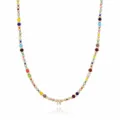 Boho colorful seed bead necklace with gold letter N pendant for women fashion jewelry. - Letter N (NE0446 N)