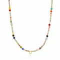 Bohemian colorful seed bead necklace with gold beads and letter O pendant for women. - Letter O (NE0446 O)