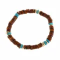 Vintage kleurrijke kralen stretch armband voor vrouwen mode sieraden stijl mooi. - Bruin Hout Turkoois Stijl (BR0125 Stijl 2)