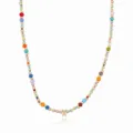 Bohemian colorful seed beaded necklace with gold letter X pendant for women fashion. - Letter X (NE0446 X)