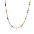 Close-up detail of bohemian colorful seed beads necklace with gold metal Z letter pendant. - Letter Z (NE0446 Z)