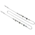 Catena per occhiali in acciaio inossidabile con perle di conchiglia e cristalli dettaglio - Stile in Acciaio al Titanio / Stile Conchiglia Argento