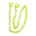 Catena per mascherina in acrilico verde neon con chiusure a cuore per uso quotidiano. - Verde mela