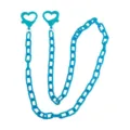 Catena a cuore in acrilico blu brillante per mascherina o occhiali, accessorio leggero. - Blu lago