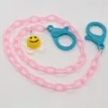 Cute pink acrylic flower mask chain with blue clips, children anti-loss hanging strap. - Pink Chain