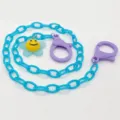 Blue acrylic mask chain with cute smiley flower pendant and purple clasps children accessory - Lake Blue Chain