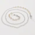 Catena per occhiali con perle di cristallo argentata supporto per mascherina elegante - Giallo fumé semitrasparente