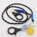 Cordino per mascherina anti-smarrimento per bambini con corda riflettente e smiley. - Nero