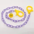 Cute acrylic flower mask chain with yellow lobster clasps and purple links for kids style - Purple Chain