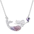 Splendide collier sirène en strass dégradé avec pendentif cœur violet. Vue détaillée. - Violet Dégradé