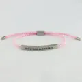 Bracciale in corda intrecciata rosa con barra curva in acciaio inossidabile regolabile - DIOS TIENE EL CONTROL (B240303002) / Argento/Rosa