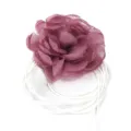Collana Girocollo Con Fiore In Tessuto Fatto A Mano, 3D Camelia Lungo Nastro Catena Clavicola - Fiore a rete / 9cm / viola-rosso