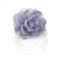 Collana girocollo con camelia in tessuto fatta a mano con lacci di nastro bianco multipli da donna. - Fiore a rete / 9cm / Viola grigiastro