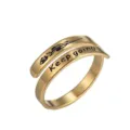 Anello doppio strato in acciaio inossidabile regolabile con motivo floreale inciso, bijou. - Keep Going (Oro)