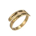 Anello aperto a doppio strato in acciaio inossidabile dorato inciso forever love. - Forever Love (Oro)