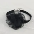 Collana choker con fiore in tessuto organza nero rosa vintage colletto gotico per donne. - Stile Fiore in Rete / Fiore da 9cm / Nero