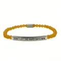Bracciale ispiratore in acciaio inossidabile con barra incisa e perline gialle, gioiello trendy. - Novembre