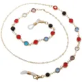 Colorful rhinestone glasses chain mask holder for women fashion gold plated metal jewelry. - Gold (Color Retention Plating)