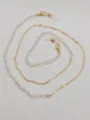Detailed view of gold chain and clear crystal beads eyeglasses strap with silicone loops. - Gold (Color Retention Electroplating)
