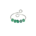Anello antistress in acciaio inossidabile con perline di vetro verdi, anello regolabile donna. - Aperto Regolabile / Confezione da 5 Perline / Verde