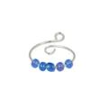 Anello Antistress in Acciaio Inox con Perline di Vetro Blu Anello Regolabile Modello - Aperto Regolabile / Confezione da 5 Perline / Blu scuro