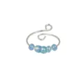 Anello in filo di acciaio inossidabile con perline di vetro blu, anello ansia regolabile. - Aperto Regolabile / Confezione da 5 Perline / Azzurro