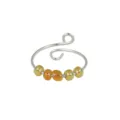 Anello antistress in acciaio inossidabile con perline di vetro ambrate, anello regolabile. - Aperto Regolabile / Confezione da 5 Perline / Arancione
