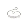 Anello antiansia in acciaio inossidabile con perline trasparenti, misura aperta regolabile. - Aperto Regolabile / Confezione da 5 Perline / Bianco