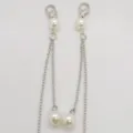 Parel dubbele strand metalen ketting masker en brilhouder accessoire stijlvolle variant. - Zilver