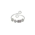Anello anti-ansia in acciaio inossidabile con perline di vetro colorate, design rotante. - Aperto Regolabile / Confezione da 5 Perline / Grigio