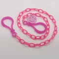 Pink acrylic smiley face mask chain aesthetic cute neck hanging jewellery anti loss accessory - Deep Pink